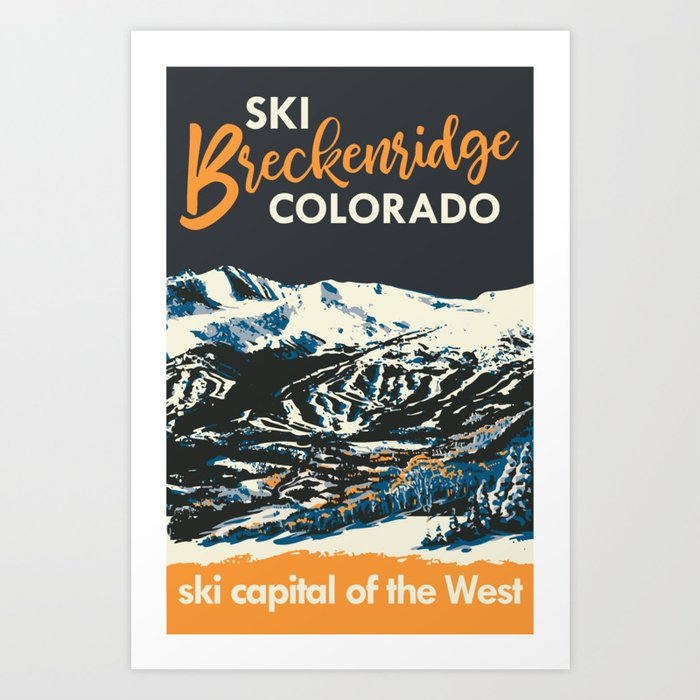 Yellow Breckenridge Vintage Ski Poster Art Print