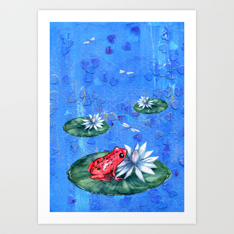 Red Frog On Lily Pad Art Print By Merry Makewell Designs Society6