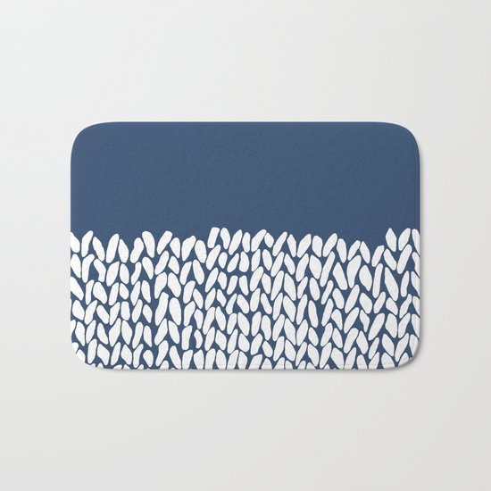 Half Knit Navy Bath Mat