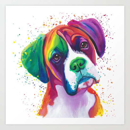 Rainbow Boxer Dog Breeed Art Print By Nikkieve Society6