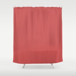 [ Thumbnail: Light Coral & Brown Colored Lined Pattern Shower Curtain ]