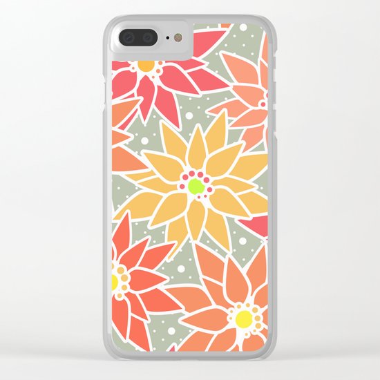 Poinsettia. Retro. Clear iPhone Case