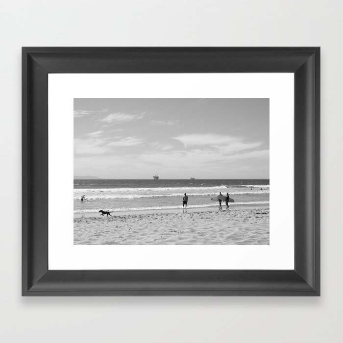 Strollin on Dog Beach Framed Art Print