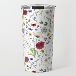 Dried Real Midsummer Wildflowers Meadow Travel Mug