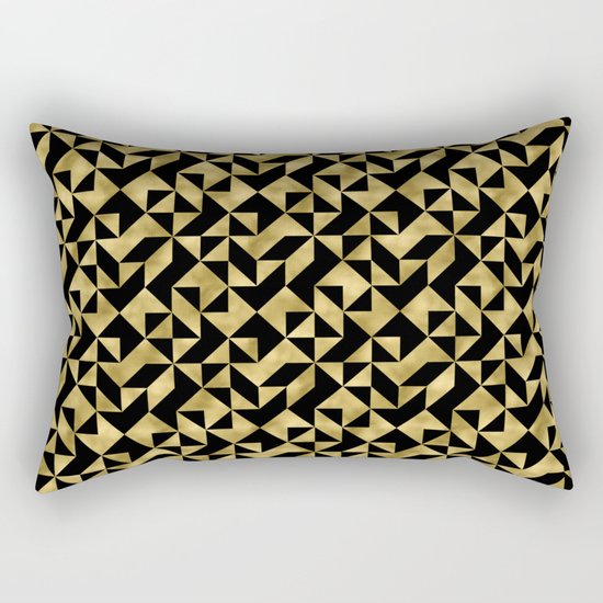 Black and gold geometric abstract pattern- Luxury design for your home Rectangular Pillow