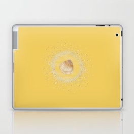 Watercolor Seashell and Sand on Sunshine Yellow Laptop Skin