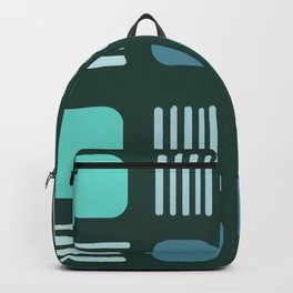 Mid-Century Modern Squares Lines Teal Backpack
