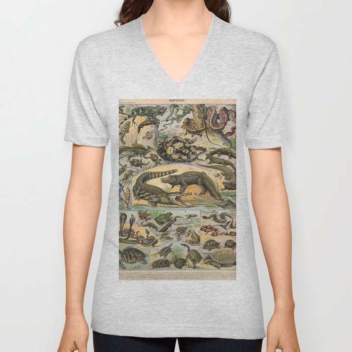 Reptiles Poster Vintage V Neck T Shirt