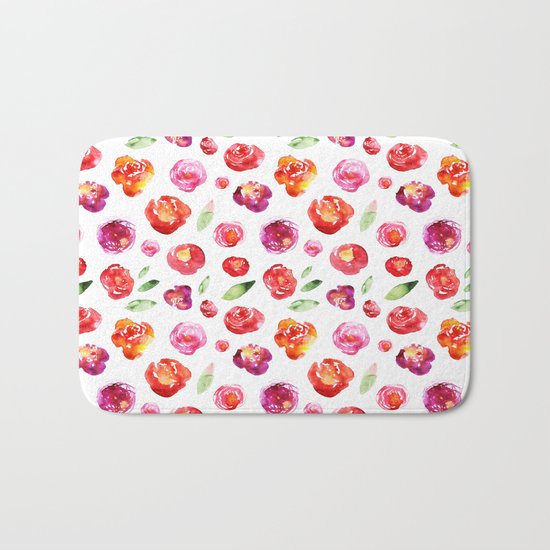 Watercolor flowers #3 Bath Mat