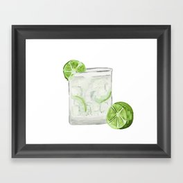 Watercolor Cocktail : Gin and Tonic Framed Art Print