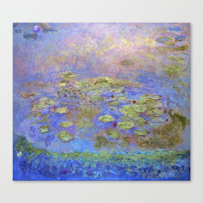 Water Lillies - Claude Monet (indigo blue) Canvas Print