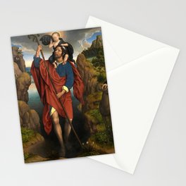 Saint Christopher Altarpiece, Moreel Triptych, 1484 by Hans Memling Stationery Card