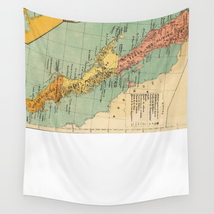 Vintage Map of Baja California (1899) Wall Tapestry by BravuraMedia  Society6