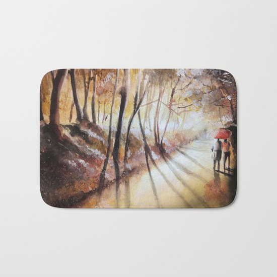 Break in the clouds - watercolor Bath Mat