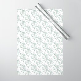 Flora Garden Party Pastel Mint Leaves Wrapping Paper