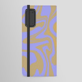 Periwinkle And Mustard Yellow Liquid Marble ,Swirl Abstract Pattern, Android Wallet Case