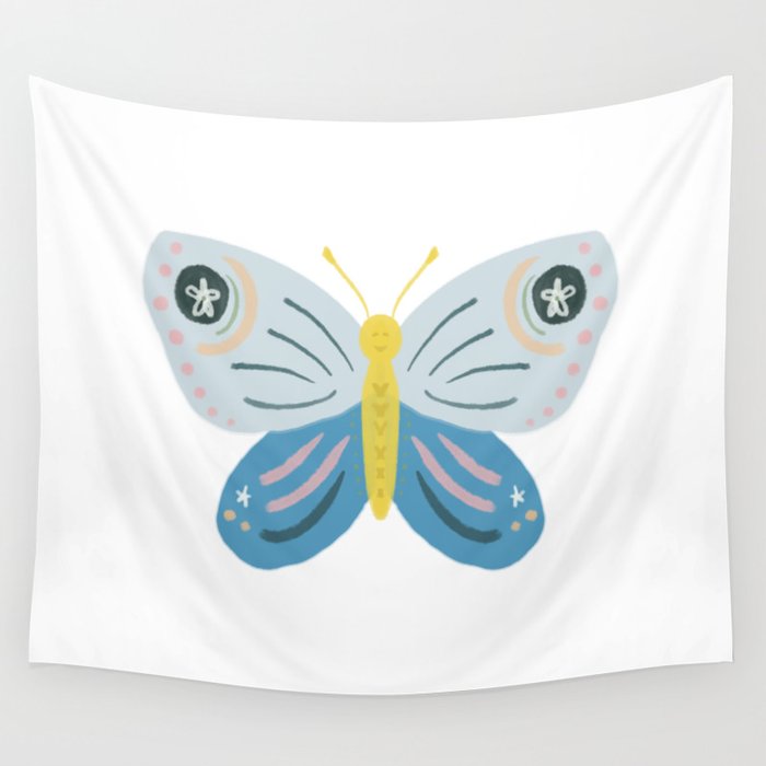 Blue Butterfly Wall Tapestry