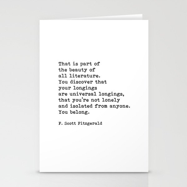 That Is Part Of The Beauty Of All Literature, F. Scott Fitzgerald Quote Stationery Cards