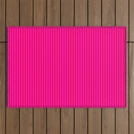 [ Thumbnail: Red & Fuchsia Colored Stripes Pattern Outdoor Rug ]