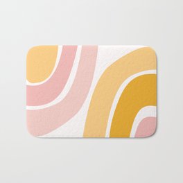 Abstract Shapes 37 in Mustard Yellow and Pale Pink Bath Mat