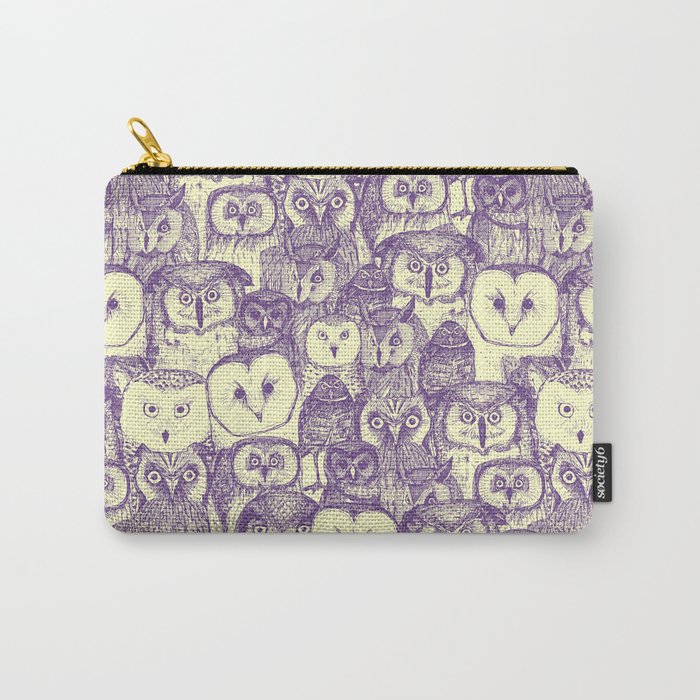 just owls purple cream Carry-All Pouch