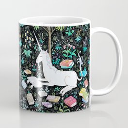 The Unicorn is Reading Coffee Mug | Flowers, Unicorn, Nature, Animal, Ink Pen, Books, Curated, Illustration, Magic, Librarian 