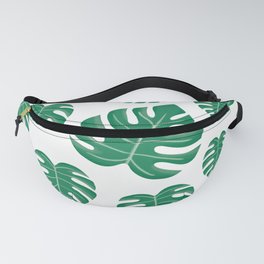 Tropical Leaves Print Cool Summer Green Background Pattern Fanny Pack
