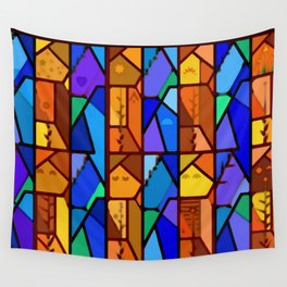 Blue and Gold Pillar design  Wall Tapestry