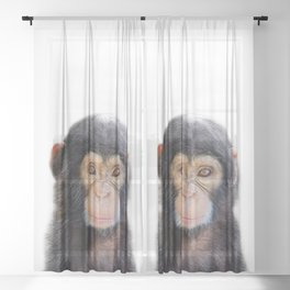 Baby Monkey, Safari Animals, Kids Art, Baby Animals Art Print By Synplus Sheer Curtain