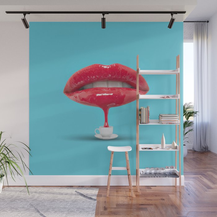 Dripping Lips Wall Mural