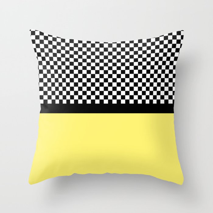 Mid Century Modern Eames Era Checkerboard Pattern Yellow Throw Pillow