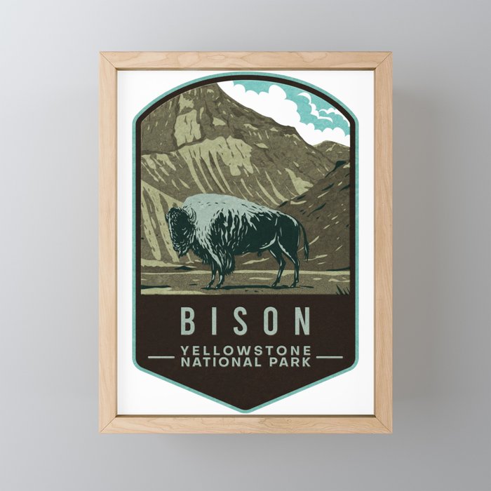 Yellowstone National Park Bison Framed Mini Art Print