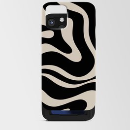 Modern Liquid Swirl Abstract Pattern Square in Black and Almond Cream  iPhone Card Case