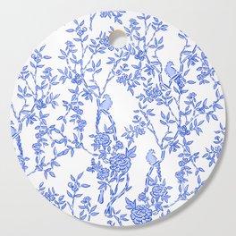 Blue and White Bamboo and Birds Cutting Board