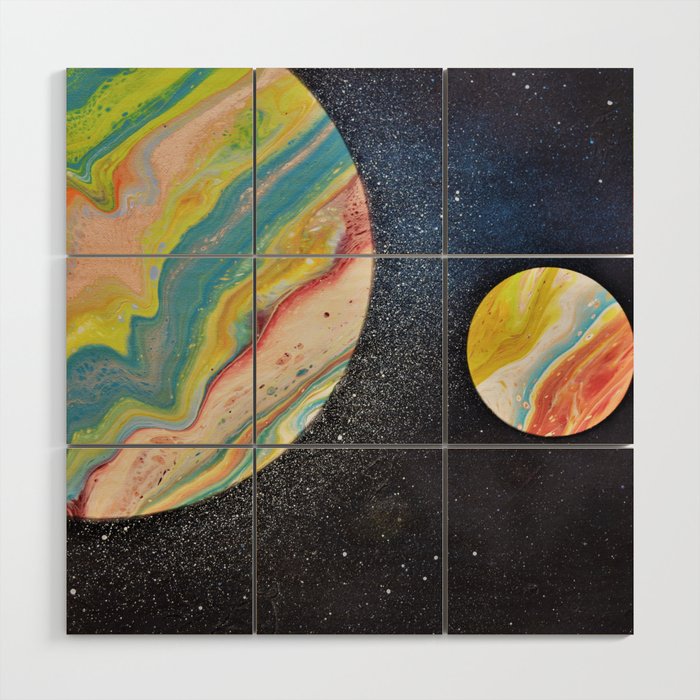 Pouring planets Wood Wall Art