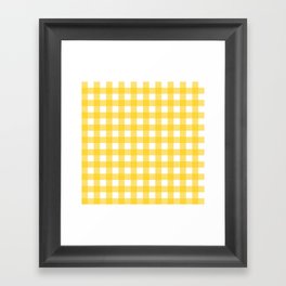 White & Yellow Gingham Pattern Framed Art Print