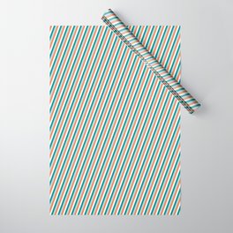[ Thumbnail: Dark Cyan, Powder Blue, Coral & Mint Cream Colored Lines Pattern Wrapping Paper ]