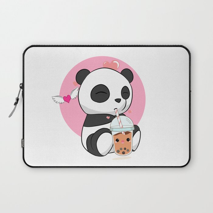 Cute Panda Chibi Drinking Boba Bubble Tea Laptop Sleeve