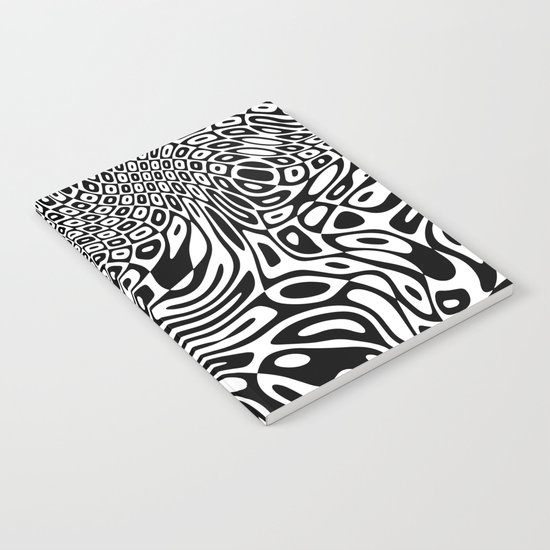 Black white psychedelic optical illusion Notebook