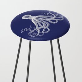 Octopus | Vintage Octopus | Tentacles | Navy Blue and White | Counter Stool