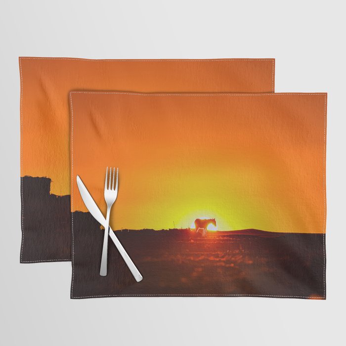 Sunset behind a horse Placemat