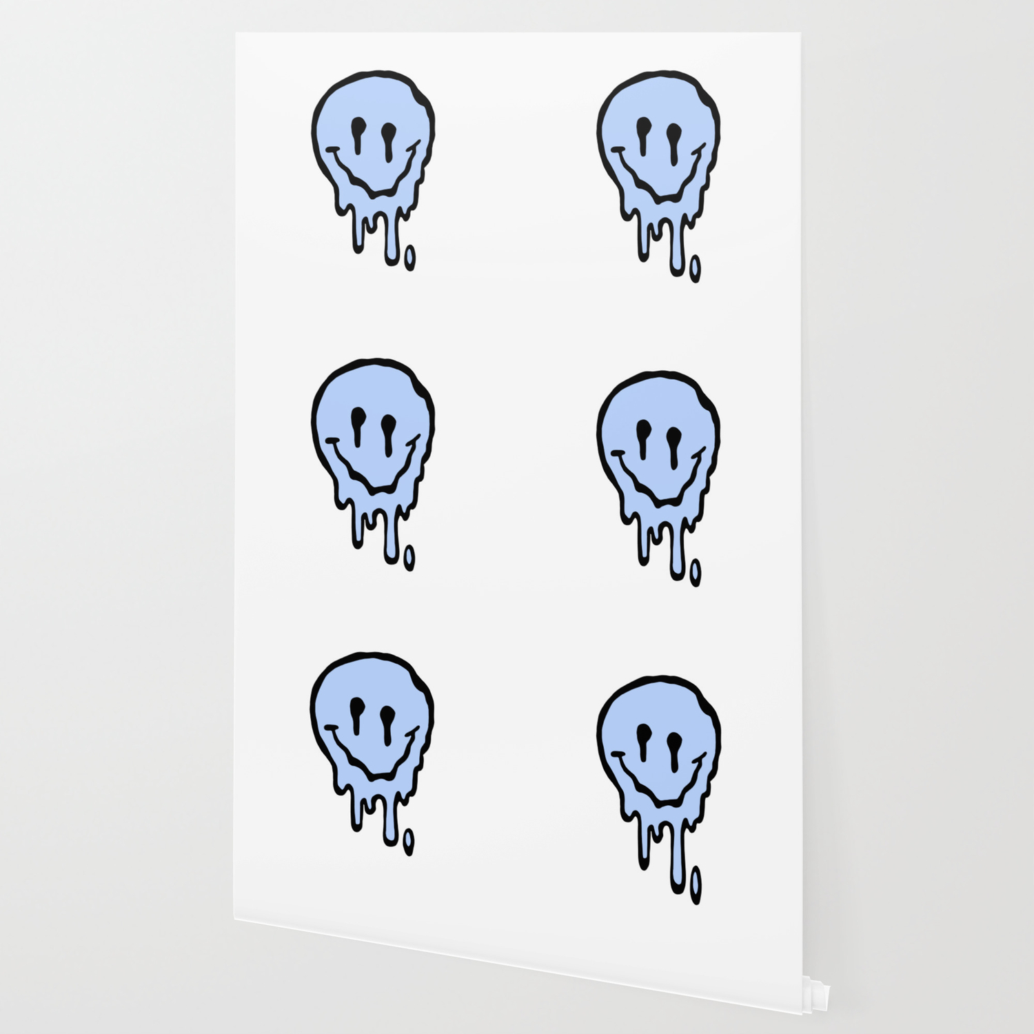 Pastel Blue Dripping Smiley Wallpaper By Artbylamia Society6