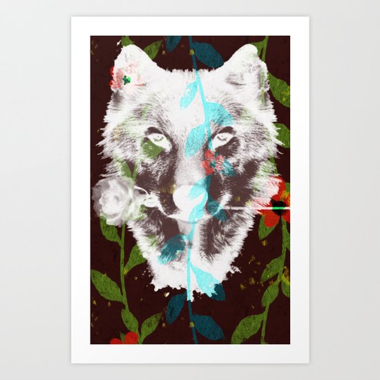 WOLF FLOWER Art Print