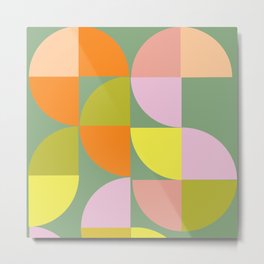 Mid Century Modern Bright Colorful Fresh Geometric Design Metal Print