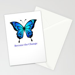 Papillo Ulysses Blue Butterfly "Become the Change" Classic Aesthetic  Stationery Cards