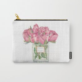 Watercolor Red Roses Vase Print Carry-All Pouch