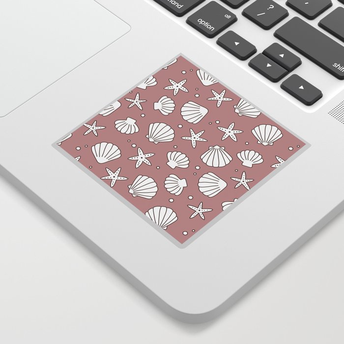 Seashell Pattern (white/dusty rose) Sticker