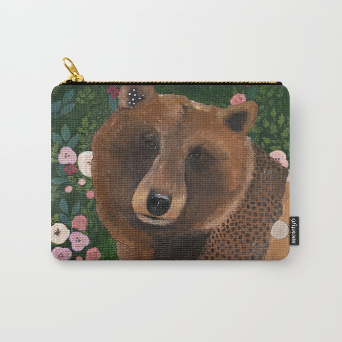 Bear with Flowers Carry-All Pouch