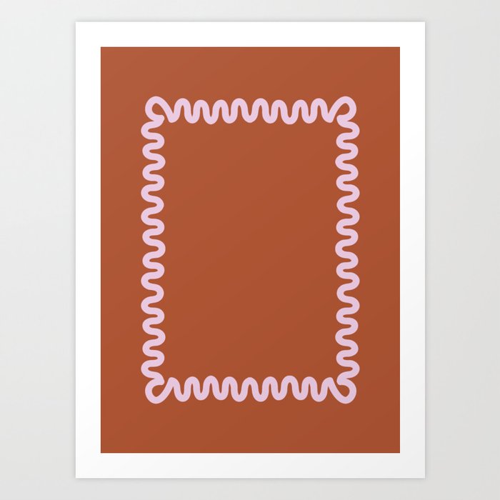 Waves Square Frame - Brown Art Print