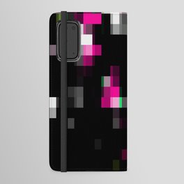 geometric pixel square pattern abstract background in pink black Android Wallet Case